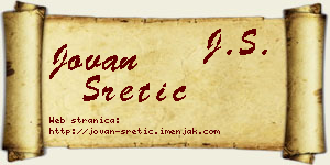 Jovan Sretić vizit kartica